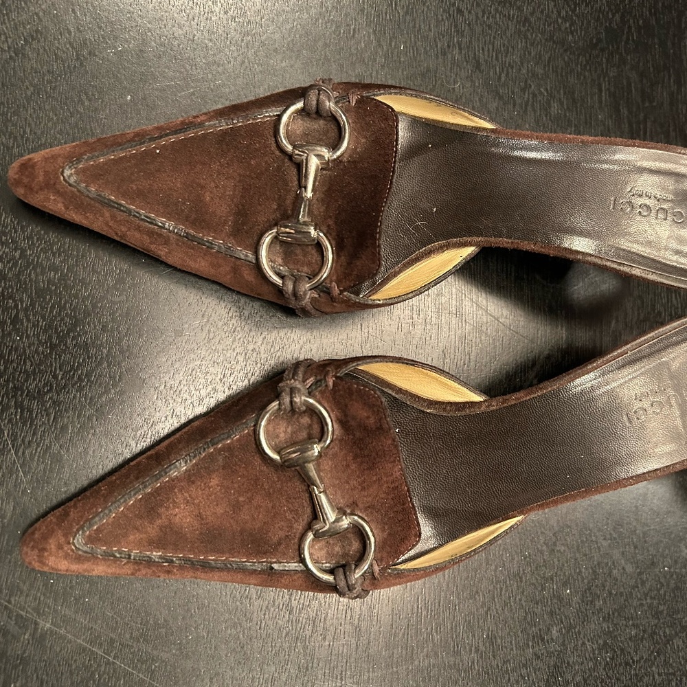 Gucci Brown Suede Mules